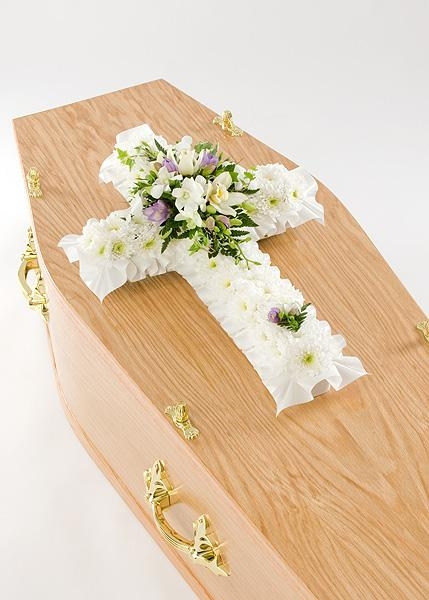 White, cross, funeral, tribute, wreath, flowers, Biggin Hill, florist, delivery 