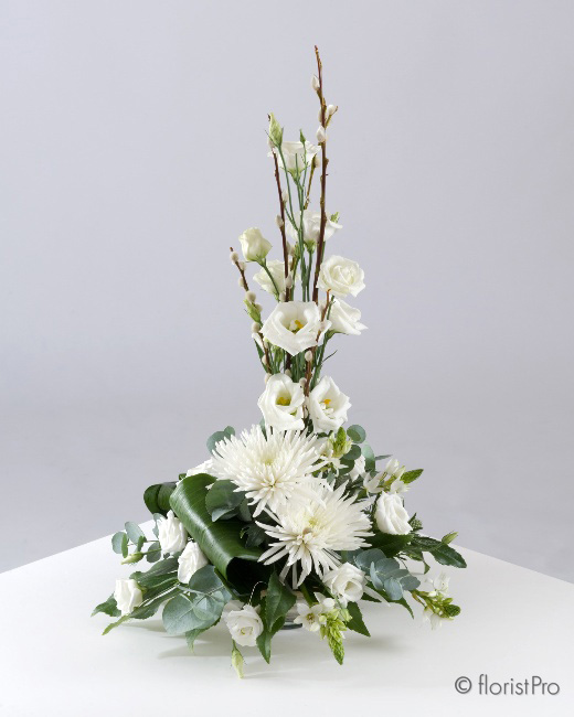 white modern flower arrangement 