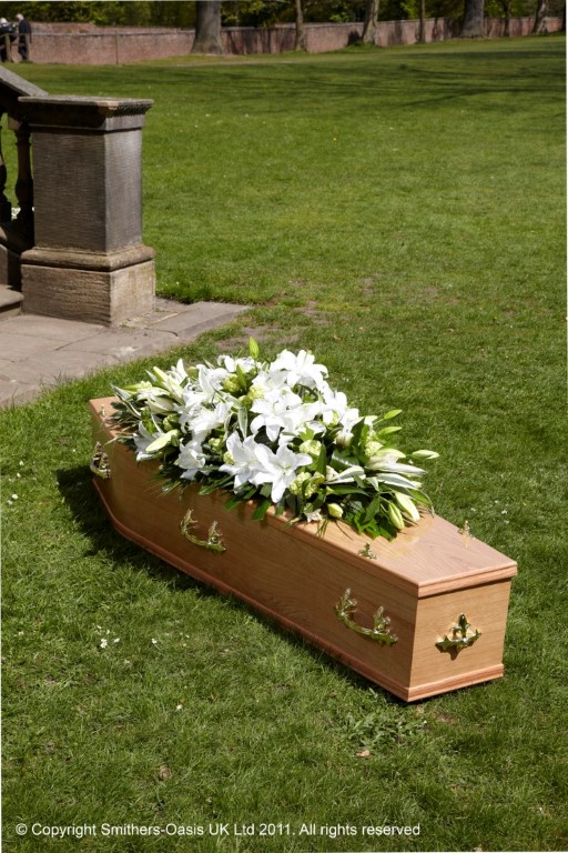 Lily, white, pink, coffin, casket, spray, Funeral, tribute, wreath, flowers, Biggin Hill, Westerham, Orpington, Bromley, Sevenoaks, Florist 