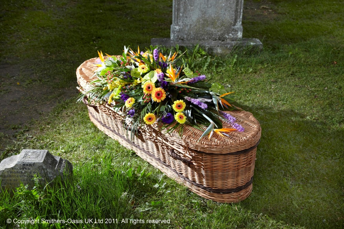 Tropical, unusual, coffin, casket, spray, Funeral, tribute, wreath, flowers, Biggin Hill, Westerham, Orpington, Bromley, Sevenoaks, Florist 