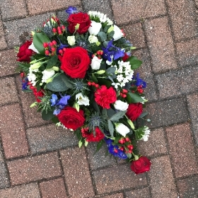 Red, white, blue, funeral, flowers, tribute, spray, kent