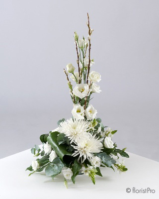 white modern flower arrangement www.thegravesendflorist.co.uk