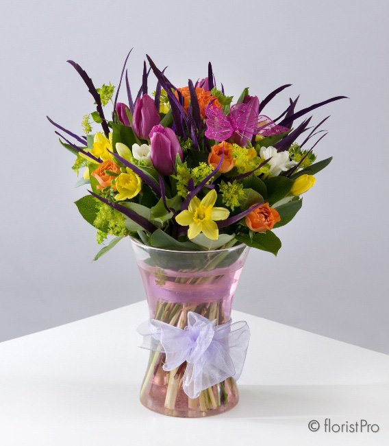 bright, vibrant, spring, handtie, bouquet,