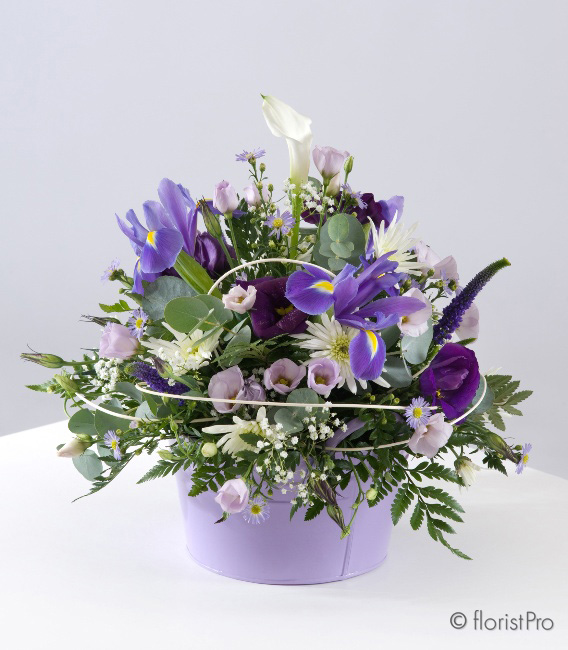 white, lilac, purple, posy, arrangement