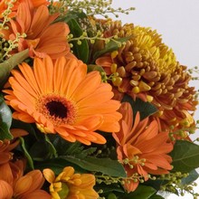 orange, autumn, rustic, posy, dome, arrangement,