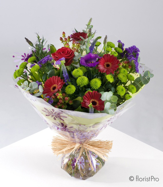green, red, purple, handtie, bouquet, 