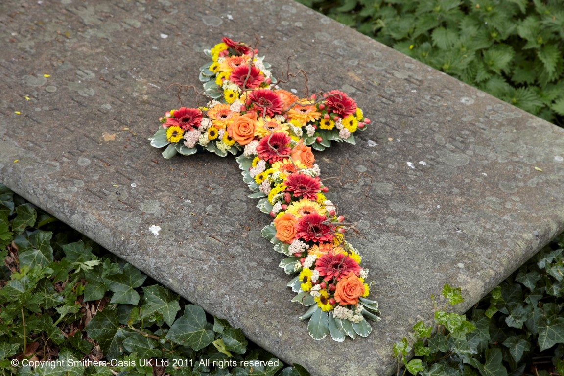 Cross. Mixed flowers, Delivery, Biggin Hill, Funeral, Florist