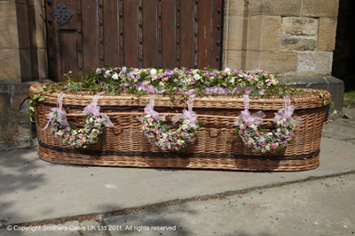 Wicker Coffin Spray and Side Swags