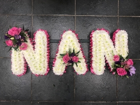 Nan, nanny, grandma, nana, grandmother, letter, word, white, Funeral, tribute, wreath, flowers, Biggin Hill, Westerham, Orpington, Bromley, Sevenoaks, Florist, delivery, delivered