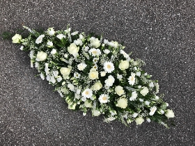 White, rose, gerbera, carnation, coffin, casket, spray, Funeral, tribute, wreath, flowers, Biggin Hill, Westerham, Orpington, Bromley, Sevenoaks, Florist 