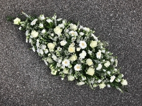 White, rose, gerbera, carnation, coffin, casket, spray, Funeral, tribute, wreath, flowers, Biggin Hill, Westerham, Orpington, Bromley, Sevenoaks, Florist 