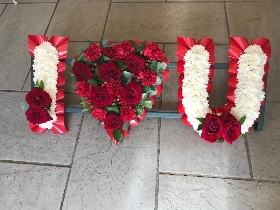 I, love, you, u, heart, funeral, flowers, tribute, wreath, delivery, Biggin Hill, Westerham, Bromley, Orpington, Sevenoaks, Florist