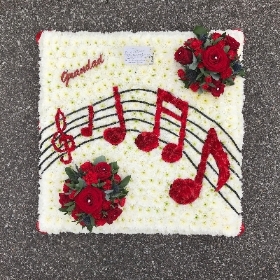 Music; musical, note, musician, funeral, flowers, tribute, wreath, delivery, Biggin Hill, Westerham, Bromley, Orpington, Sevenoaks, Florist