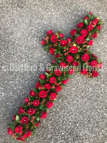 Rose, cross, coffin, funeral, flowers, florist, tribute, wreath, Biggin Hill , delivery