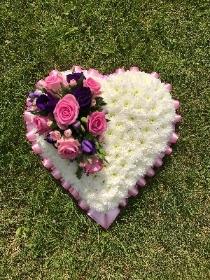 Heart, Pink, purple, white, funeral, tribute, flowers, wreath, florist,, delivery