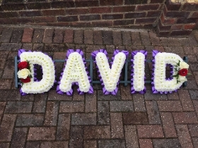 Name, letters, word, white, funeral, tribute, wreath, flowers, Biggin Hill, Westerham, Orpington, Bromley, Sevenoaks, Florist 